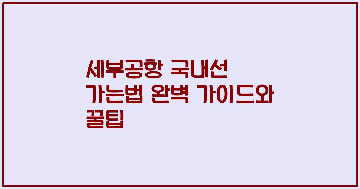 세부공항 국내선 가는법 완벽 가이드와 꿀팁