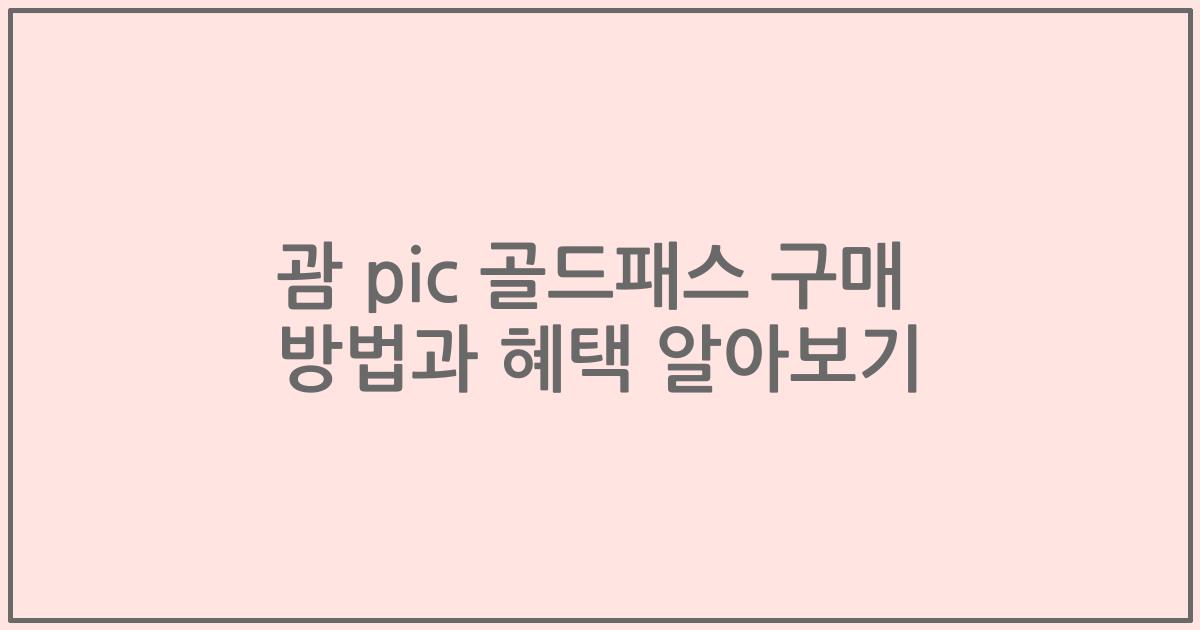 괌 pic 골드패스 구매 방법과 혜택 알아보기