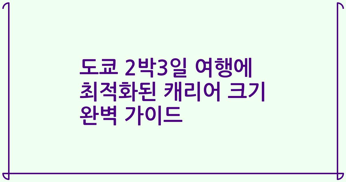 도쿄 2박3일 여행에 최적화된 캐리어 크기 완벽 가이드