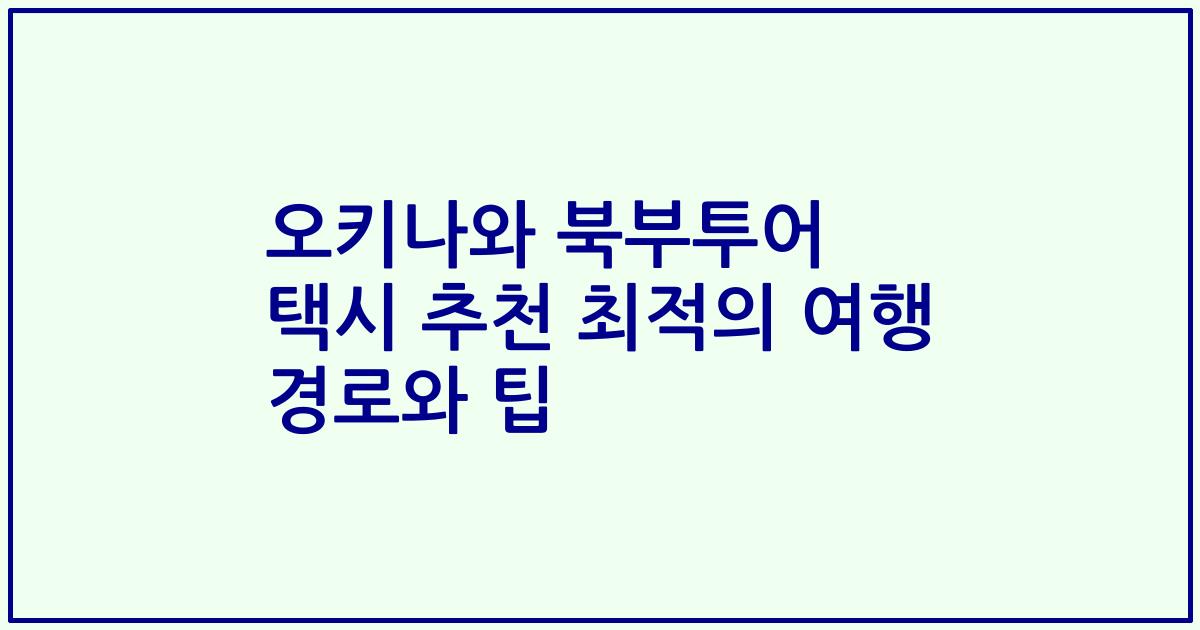 오키나와 북부투어 택시 추천 최적의 여행 경로와 팁