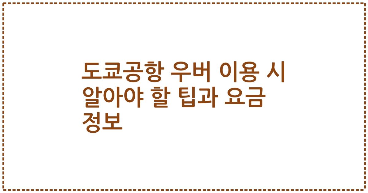 도쿄공항 우버 이용 시 알아야 할 팁과 요금 정보